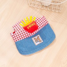 可愛兔子造型頭飾胸背帶牽引繩 可愛兔外出單品【薯條遮陽帽】, 1個, 可愛兔外出單品【薯條遮陽帽】均碼,S（約3-5斤左右）