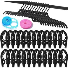 24개입 플라스틱 접이식 미끄럼 방지 옷걸이 - 빨랫줄이 달린 휴대용 옷걸이 여행용 옷 건조대