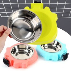 철망 부착식 강아지밥그릇 애견스틸식기 강아지물그릇 밥그릇 사료통 고양이 애견 애완 용물그릇 철망부착용 dew+0886VH