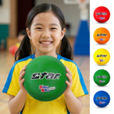 스타 어린이 고무 배구공 플레이 그라운드볼 안전한 놀이공 말랑말랑 피구공 2호, 1개, 그린