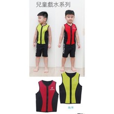 游龍潛水 BREATHE 兒童2mm防寒游泳浮潛背心、防寒短褲, 背心(紅/黑),6