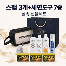 스팸 클래식 200g 3캔 세면도구 7종 실속 선물세트 쇼핑백 포함