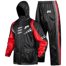 J.A.G. 남성 및 여성용 오토바이 우비 - 2피스 방수 레인 재킷 바지 | 후드가 있는 반사 우비 블루. 4XL, S, 레드
