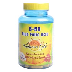 Nature's Life B-50 高葉酸 800mcg 膠囊, 1個, 100 件