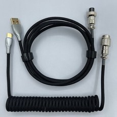 航插線 數據線 TYPE-C 螺旋線 機械鍵盤連接線, 黑色, 1個