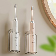 욕실용 전동 칫솔 홀더 2팩 벽걸이형 투명 정리함 샤워를 위한 셀프 접착식 욕실 보관 공간 절약 건조 유지, 2pcs, Clear