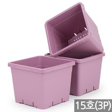 세인화분 국산 플라스틱 사각 화분 3P - 플분 칼라 중형 대형 분갈이 인테리어 홈 가드닝 슬릿분 국내산 정사각 식물 화초 재배 육묘 원예, 3개, 사각화분 핑크(15호)