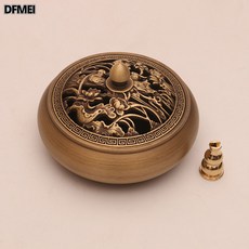 DFMEI 銅樸匠 純銅 三足雕花 仿古禪意 盤香爐, 1個