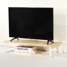 높이조절 티비 받침대 tv 다이 거실장 선반 다용도 보조 스탠드, 고무나무 화이트