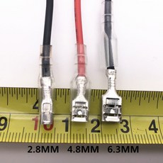 100pc 2.8 케이블이 있는 압착 단자 절연 슬리브가 암 스페이드 커넥터 와이어 1015 22AWG, 03 4.8mm, 02 빨간색, 04 two head  300mm
