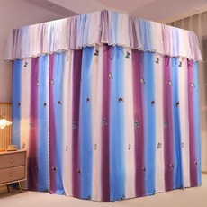 宮廷蚊帳 雙人蚊帳 落地蚊帳 公主風 加厚蚊帳 床帘家用臥室遮光床幔, 花蝶绚丽,1.5x2.0床【床帘+蚊帐】