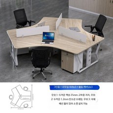 사무용 책상세트 모던 미니멀 디자인 창의적 공간 연출 실용적 인테리어, 3인용 + 회전 의자x3 + 캐비닛x3