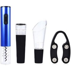 4pcs 전기 자동 와인 병따개 세트 무선 코르크스크류와 포일 커터 진공 스토퍼 파우치 오프너 액세서리블랙, Black