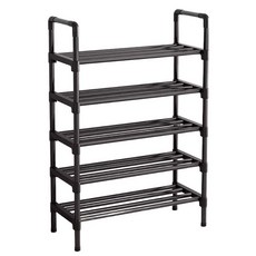 工業風組裝鞋架 多層收納 簡約設計 穩固耐用 防潮透氣, 1個, 黑色 5層 【60 cm】
