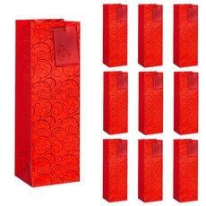 링비츠 와인 선물 포장 쇼핑백 캐리어 손잡이 럭셔리 WP13, 10개입, 로코코스월-레드