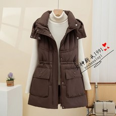 여성용 경량 후드패딩조끼 따뜻한 코튼 아우터웨어 슬림핏 겨울 충전