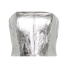 데이비드코마 방도 가죽 크롭 탑