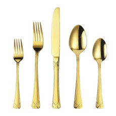 X-Haoware 30피스 레인보우 실버웨어 세트 스테인리스 스틸 플랫웨어 세트 커틀러리 세트 나이프 포크 및 스푼 6인용 서비스 거울 광택, 골드