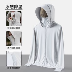 原紗冰絲UPF50防曬衣，可拆卸帽簷，涼感防紫外線，戶外騎行防曬服