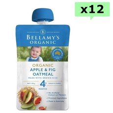 벨라미스 애플 무화과 오트밀 스무드 퓨레 120g 12개 (호주배송) Bellamy's Organic Apple & Fig Oatmeal
