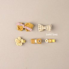 Sweet Twins 韓系可愛風寶寶髮夾五件組 蝴蝶結嬰兒兒童女童髮飾 全包夾
