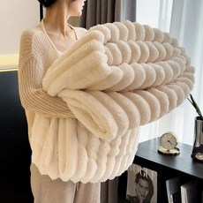 소프트 인조 토끼털 담요 플러피 플러시 소파 침대용 싱글 더블 봄 가을 체크무늬, 8. white