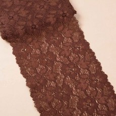 신축성 레이스 리본 원단 DIY 수제 공예 바느질 의류 흰색 트리밍 소재 16cm 너비 1 미터, Dark Coffee, 1개