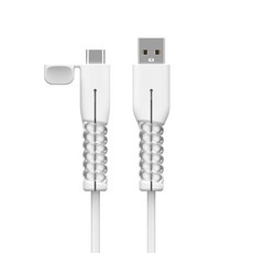 UMUST 충전기 케이블 랩 보호기 Type C/USB A용 코일이 있는 실리콘 커버 데이터 플러그 보호기 액세서리, White a to c, 1개
