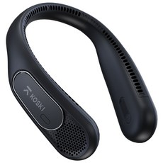 코스키 휴대용 넥밴드 선풍기 BLDC 대용량 4000mAh YP06 부직포주머니 포함, 블랙
