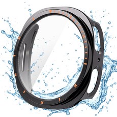 더조은셀러 워터디펜스 강화유리 방수 케이스 갤럭시 워치8 44 40 호환, 블랙