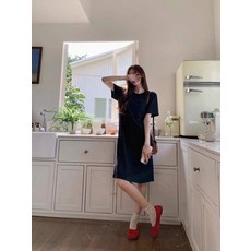 펀칭 자수 여름 원피스 레이어드 반팔 세트 레이스 트임