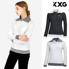 [사은품증정] KXG 여성 파크골프 겉기모 카라 배색 집업 긴팔 티셔츠 533063