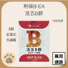 利保B-EX 五種活性B群 紅景天 牛磺酸 42粒/盒, 1個