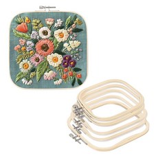 PATIKIL 자수 프레임 13cm/16cm/20cm 자수 프레임 사각형 조절 가능 대나무 크로스스티치 도구 링 자수 프레임 펀치 니들 후프 재봉 바느질 DIY 재봉 도구 수공예용