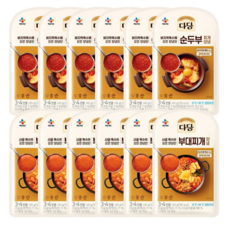 CJ 다담 바지락 순두부 냉이된장 정통된장 부대찌개 우렁강된장 청국장 찌개양념 140g (총12개), 6개