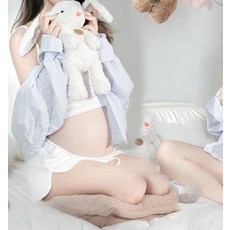 만삭 사진 크롭티 투피스 임산부 주수 촬영 셔츠 반바지 세트