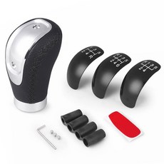 차량 기어 레버 가죽 노브 5/6 스틱 헤드 시프터 자동차 범용 시프트 호환, Black