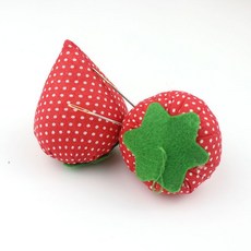 針插包手工布藝diy十字繡工具小黑夾包原木底座針座 針紮彩色珠針, 1個, 草莓針插一個【送手縫針】