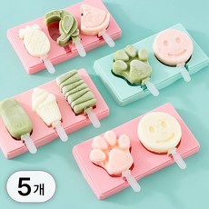 5개 세트 3구 실리콘 아이스크림틀 샤베트 만들기 몰드 아이스크림 틀 패키지 아이스 트레이 과일 아이스바 만들기틀 파인애플 실리콘틀 얼음 얼음틀 캔디기 막대 냉동 아이스크림통, 혼합색상, 1세트