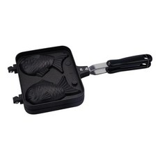 붕어빵 팬 2구 4구 붕어빵틀 홈베이킹 붕어빵 만들기 후라이팬 기계 가정용 붕어팬 타이야키 일본 와플 팬 붙지 않는 가정 요리 물고기 모양 핫 케이크 메이커, 1개