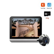 현관 비디오 인터폰 초인종 카메라 스마트 도어벨 2025 미니 틈 구멍 Tuya 130 광각 3MP 무선 핫 뷰어 도어, Tuya Camera 64G