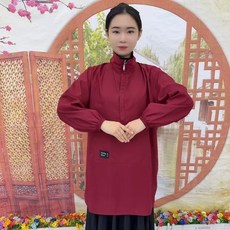 yuyuzi-836지퍼형 방수 앞치마 패션 가을겨울 성인용 긴소매 방오 방유 플라워 작업앞치마, 레드