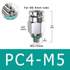 PC 공압 퀵 커넥터 304 스테인레스 스틸 G 나사 M5 18 BSP 외부 파이프 수성, 01 PC4-M5, 02 10 PCS