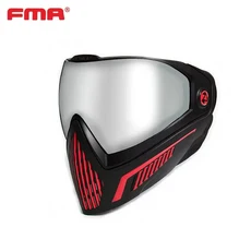 FMA F5 고글 풀 페이스 마스크 듀얼 레이어 렌즈 손잡이 조정 가능한 귀 보호, One Size, 14 BK Red Slivery lens