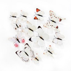 1/2/3set 입체 나비 포인트 벽지 3d 인테리어 학원 데코 스티커 벽장식, 흰색12P, 2세트