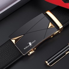 WilliamPOLO 男士自動扣皮帶 頭層牛皮商務腰帶