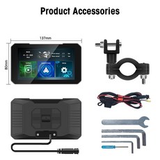 이조네트로닉스 5인치 터치스크린 오토바이 CarPlay 스크린 무선 및 안드로이드 오토 지원 듀얼 카메라 녹화 기능 탑재 IP67 방수, Motorcycle