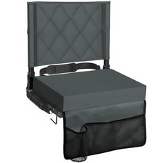 등 지지대가 있는 블리처스용 시니브 스타디움 시트 지지대와 쿠션 와이드가 블리처 어깨 스트랩이 패딩 휴대용 접이식 컴포트 의자 스포츠 이벤트에 적합합니다, 1, 회색