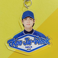 [네오플레인] 야구선수 아크릴 액자 포토 키링 실버체인 스포츠 백참 사진 열쇠고리 선물템, 1개, [롯데] 정철원