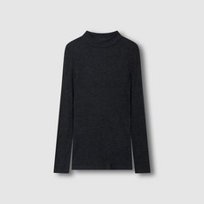 [JAJU/자주] 여 슬림핏 모크넥 긴팔 티셔츠_챠콜